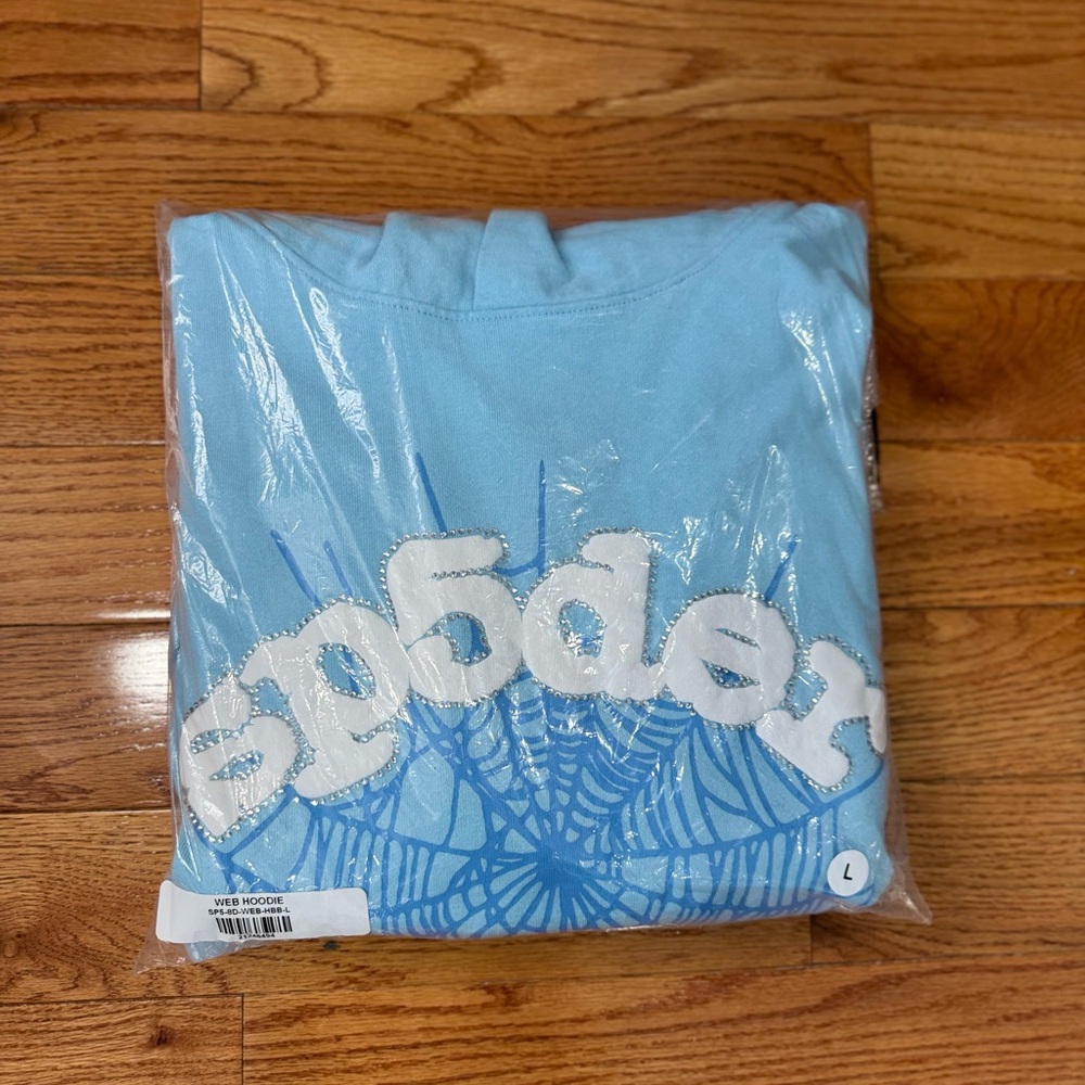 Sp5der hoodie sky blue